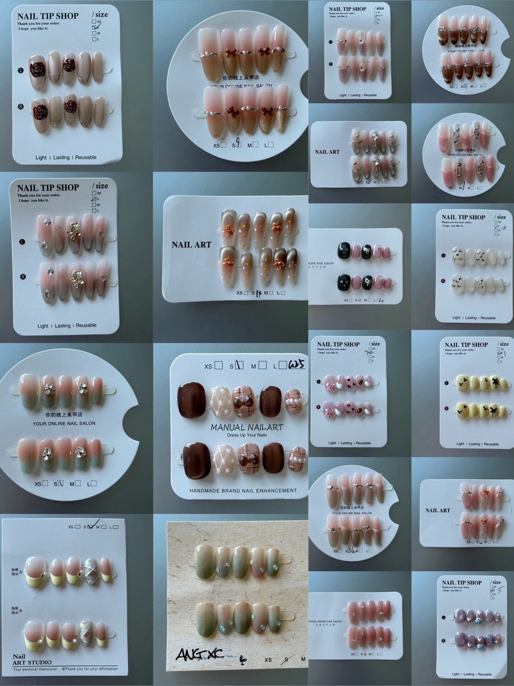 Press-On Nail Set — Pink Ombre with Gold Accents